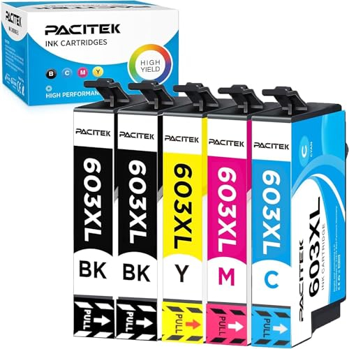 PACITEK 603XL Druckerpatronen Kompatibel für Epson Multipack 603 Tintenpatronen für Epson Expression Home XP-2100 XP-2105 XP-3100 XP-3105 XP-4100 XP-4105 Workforce WF-2810 WF-2830 WF-2835(5er-Pack)
