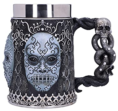 Nemesis Now B5604T1 Harry Potter - Chope à bière de Collection - Motif : Mangemorts - Cadeau pour Fan et Passionné - Qualité Supérieure - Noir et Argenté - 15.5 cm , Résine