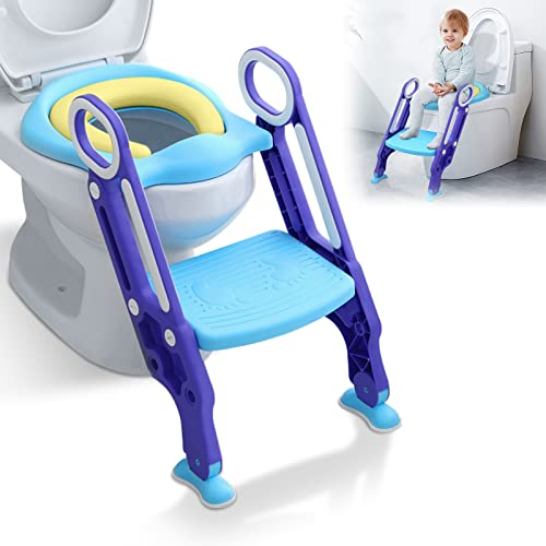LARS360 Sedile pieghevole per bambini con scala, scale, manici, altezza regolabile, per bambini da 1 a 7 anni
