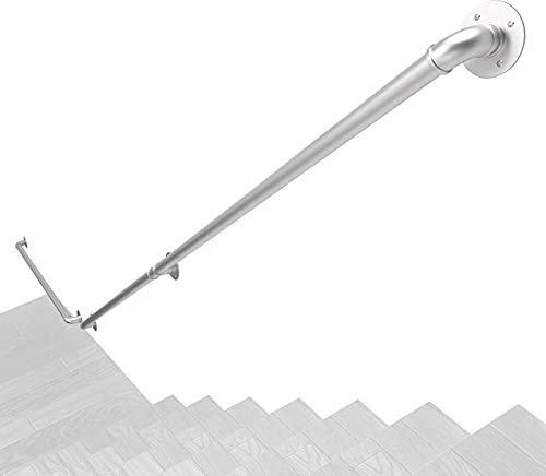 qiaosiye Corrimano in Ferro Battuto Passamano per Interni Scale, semplicità Moderna Ringhiera Fissaggio a Parete, Oro | Argento | Nero | Bianco | Giallo (Color : Silver, Size : 3.3ft(100cm))