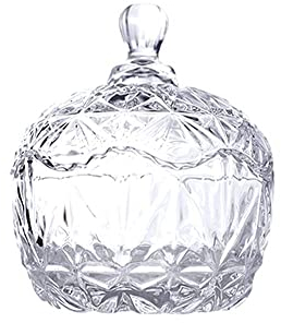 FZYE Plat à Bonbons en Verre Transparent avec Couvercle Sucrier en Cristal Récipients à Biscuits Boîte de Rangement pour Bijoux décorative (Taille : B)