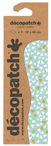 Décopatch C861C - Packung mit 3 Blatt Décopatch-Papier gleichen Musters, Nr. 861, praktisch und einfach zum Verwenden, ideal für Ihre Pappmachés und Bastelprojekte, 1 Pack