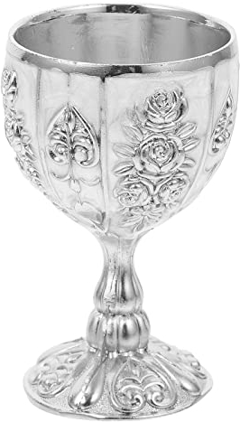 Homoyoyo Weinkelch im europäischen Stil, Retro-Stil, aus Metall, dekorative Verzierungen, Gothic-Weinkelch, dekorative Weinbecher (Silber)