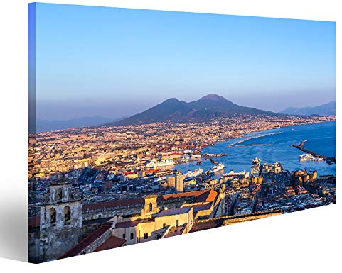 islandburner Bild auf Leinwand Napoli (Neapel) Und Den Vesuv Im Hintergrund Bei Sonnenuntergang In Einem Sommertag Italien Kampanien Wandbild Poster Kunstdruck Bilder