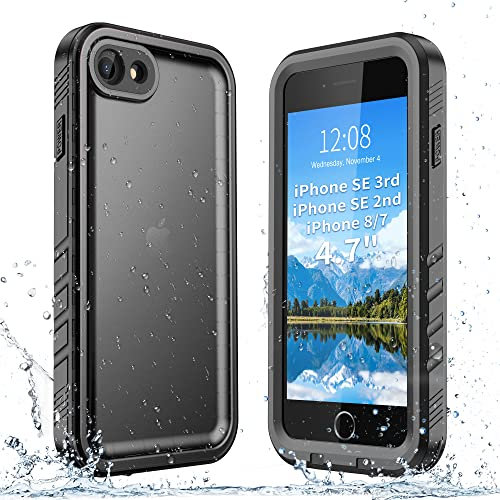 SPORTLINK Waterproof Case for iPhone SE 3rd 2022/iPhone SE 2nd 2020/iPhone 7/8 - Built in Screen Protector Full Body Shockproof Dustproof IP68 Waterproof Case for iPhone SE3/SE2/7/8 Frosted Black