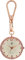 JewelryWe Glitzer Uhr mit Karabiner Schlüsselanhänger: Damen Karabineruhr Glänzend Strass Analog Quarz Taschenuhr mit Rosegold Rundem Gehäuse und Weiß Zifferblatt