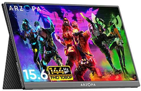 ARZOPA Monitor Portatil, G1 Game 16.1 Pulgadas 144HZ 1920×1080 FHD, IPS Pantalla Portable with HDMI/Type-C/USB-C, Cuidado de Ojos Juego de Azar Monitor Doble para computadora portátil