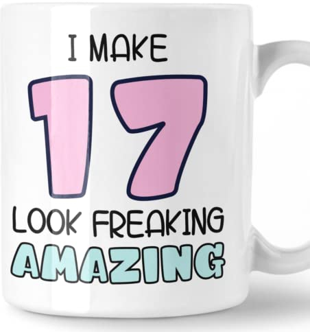 17th Birthday Gift Idea for Girl, Happy Seventeen Birthday Coffee Mug, Present for 17 Year Old Daughter, Niece, Sister or Friend