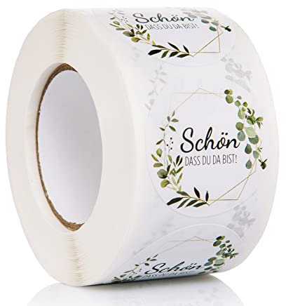 500 Stück Aufkleber Schön, dass du da bist 4cm Gastgeschenk Hochzeit Aufkleber Wedding Sticker für Schokolade Geburtstag Konfirmation Taufe und andere Feste