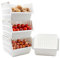 Cestas Apilables de Plástico, Frutero, Verdulero,4 estantes, Almacenaje, Organizador (Blanco)
