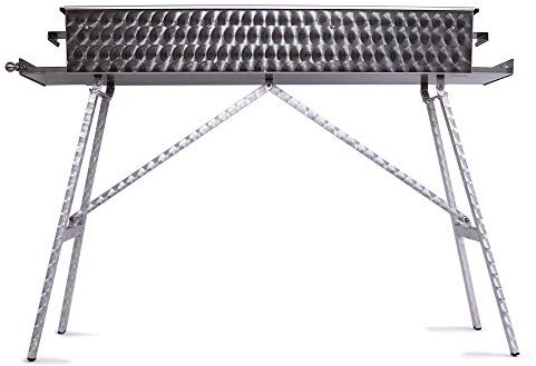 Edelstahl Schaschlikgrill 100x30cm V2A Mangal Klappbar Handarbeit Adana Grill Holzkohlegrill Schaschlik шашлычница мангал (Mit Ascheschubladen, ohne Rollen)