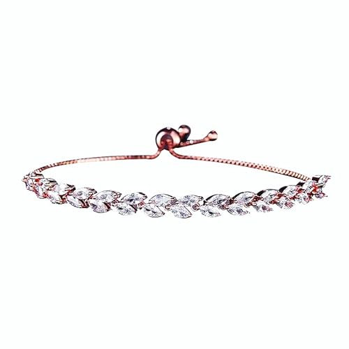 RIXERKOC Bracciali da Tennis per le Donne Placcati in Oro Rosa AAA+ Cubic Zirconic CZ Diamond Classic Regolabile Cursore Bracciale Moda Gioielli