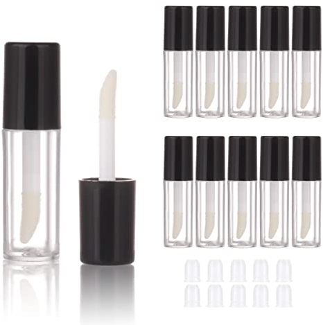 COSIDEA 10 Stück leere schwarze 0,8 ml Mini-Lipgloss-Röhrchen, Probengröße, Lipgloss-Behälter für Probensack, Lippenöl, DIY