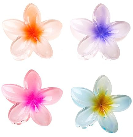 ZSPERKLA 4 Stück Blumen Haarspangen, rutschfeste Niedliche Haarclips Große Haarklammer für Frauen und Mädchen