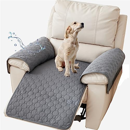 NNSMUN Sesselschoner Sesselauflage, Wasserdicht sesselüberzug, Sesselschoner für Fernsehsessel, rutschfeste Schonbezüge für Sofa, Stuhl, Armlehnen (Dunkelgrau,3-Teiliges Set)