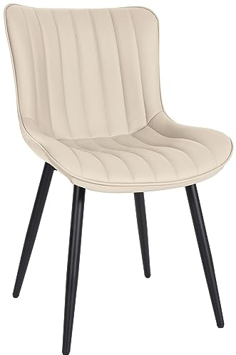 CLP Besucherstuhl Largo I Samt I Kunstleder I Esszimmerstuhl Mit Metallgestell Farbe Creme Material Kunstleder