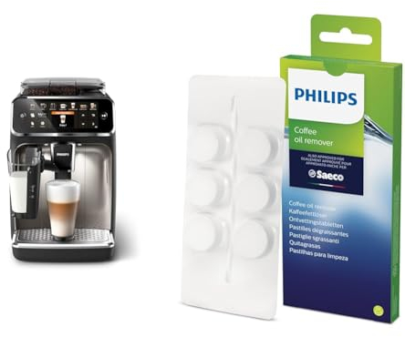 Philips Domestic Appliances 5400 Series Kaffeevollautomat - LatteGo-Milchsystem & CA6704/10 Kaffeefettlöse-Tabletten für Kaffeevollautomaten, Weiß, Einheitsgröße