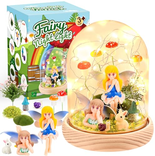 HappyGoLucky Geschenk Mädchen 4-10 Jahre, Feen-Set Nachtlicht Kinder Spielzeug ab 3-8 Jahre Mädchen Geschenke 3-8 Jahre Feen Geburtstag Deko