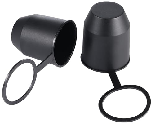 Kundorf Anhängerkupplung Schutzkappe mit Sicherungsring 2 Stück, für 50mm Kugelkopf Anhänger Kupplung, Staubdicht und Wasserdicht, Universal Kugelabdeckung für Auto, Wohnmobil, Kugelkopfschutz Schwarz