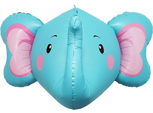 FUNFEST Luftballons Elefant 4D Farbe Blau 60 cm - Dekoration Ballon Elefant - inklusive Ballon Elefant & Strohhalm - fliegt mit Helium - Hochwertiger wiederverwendbarer Ballon