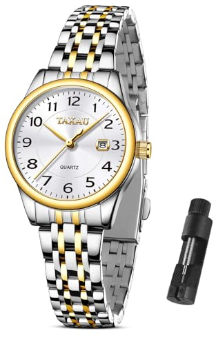 Taxau Uhren für Frauen Silber Uhr Edelstahl Luxus arabische Zahlen Zifferblatt Klassische wasserdichte Kleid Reloj para Mujer