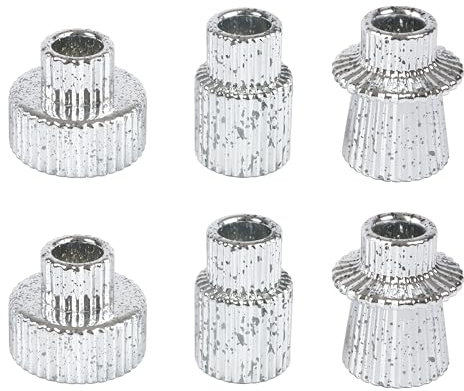 HofferRuffer Glas Kerzenhalter 2-in-1 Teelichthalter Kerzenhalter Taper Kerzen für Abendessen, Hochzeit, Urlaub, Geburtstag, Heimdekoration,Weihnachten(6Pcs Silber)