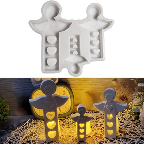 ALEFBET Silikonformen Gießformen Weihnachten, Silikonform Weihnachten Engel mit Herz, Silikon Gießform Weihnachten Gipsformen zum Gießen