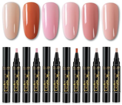 6 Nail Polish Pens,Nail Varnish Pens,Nail Pens,Rich Colors,Three-in-One Convenient Design,Easy and Quick to Use,Easy to Create Professional Manicure,Suitable for Girls and Ladies
