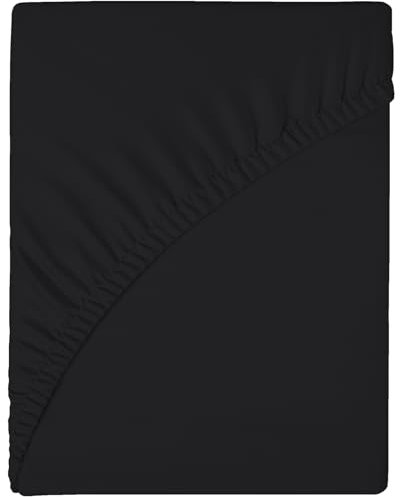 wyewye Spannbettlaken für 180 x 200 x 25 cm, Mikrofasergewebe, Schrumpfung und kein Verblassen, Schwarz