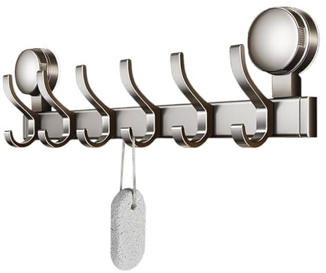 YTGOCN Porte-Manteau à Ventouse,Cintre à Ventouse, Porte-manteau à ventouse avec 6 crochets, Cintre polyvalent, crochets à peignoirs pour entrée, chambre à coucher, salle de bain