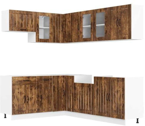 vidaXL 11-TLG. Küchenschrank-Set Lucca Räuchereiche Holzwerkstoff, Küchenzeile Einbauküche, Schrank-Set, Unterschrank, Küchenschrank, Hängeschrank