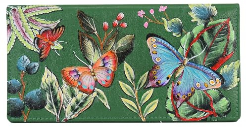 Anuschka Original Handbemalter Echtleder Scheckbucheinband für Frauen - Dancing Leaves