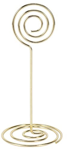 Cpolebev 12 Paket Tischnummer Kartenhalter Fotohalter Staender Platz Papier Menue Clips, Kreisform (golden)