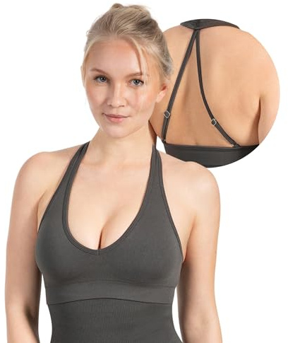 SMILODOX Sport BH Damen Daline, Nahtloser gepolsterter Trainings-BH mit herausnehmbaren Cups, für Fitness Yoga und Training, Atmungsaktiver mit Racerback Design für optimalen Halt