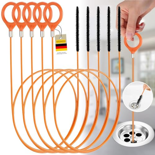 30 Inch Drain Snake Hair Clog Remover Tool, Anti-Break Steel with Nylon Coating Sink Snake Unblocker, Flexible Drain Cleaner Hair Catcher Remover for Bathroom Sink Tub, Shower, Plumbing Drain(5 Pack)