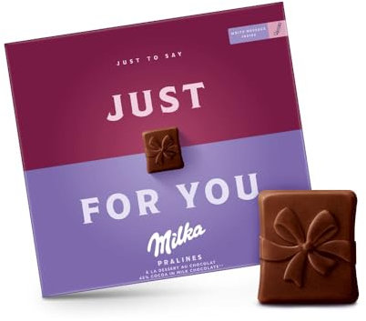 Milka Pralines Just For You, Bombones de Chocolate con Leche Rellenos de Cacao, 110g, Caja Regalo