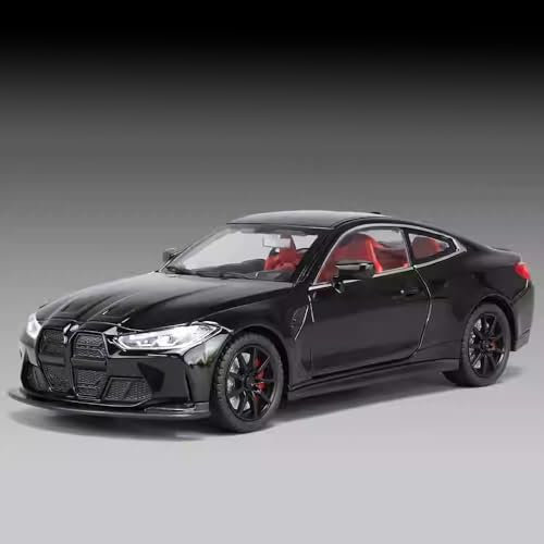 TGRCM-CZ 1/24 BMW M4 Modellauto, Zinklegierung Pull Back Fahrzeuge Modellauto mit Sound und Licht für Sammler & Kinder ab 3 Jahren alt Geburtstagsgeschenk (Schwarz)