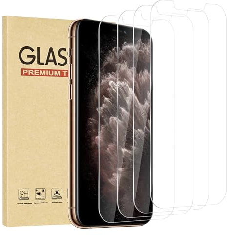 Rvciby 4 Pieces, Protecteur d'Écran en Verre Trempé iPhone 11 Pro Max/XS MAX，Dureté 9H Glass,Film Protection écran,Anti Rayures，Ultra Résistant,Sans Bulles，Installation facile