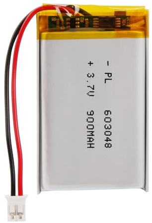 LiPo Akku 3,7V 900mAh 603048 mit JST-Kabel – Wiederaufladbarer Lithium Polymer Akku für Bluetooth-Lautsprecher, DIY-Projekte und Elektronikgeräte