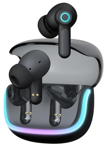 Elec Bird G40 Wireless Earbuds with RGB LED Light Gaming Earbuds with 40ms Low Latency Dual Game and Music Mode Earphones Wireless Headphones with 40 Hours Worktime IPX5 Waterproof (Black)