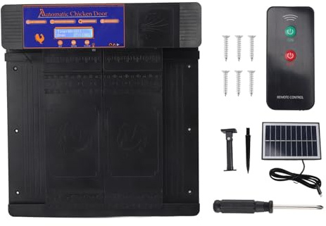 Solar Automatische Hühnerkoop -Tür Doppelte Offene Fernbedienung Timing Chicken Coop -Tür für Entengans Farm Plastik 403 x 365 x 85 mm (Schwarz)