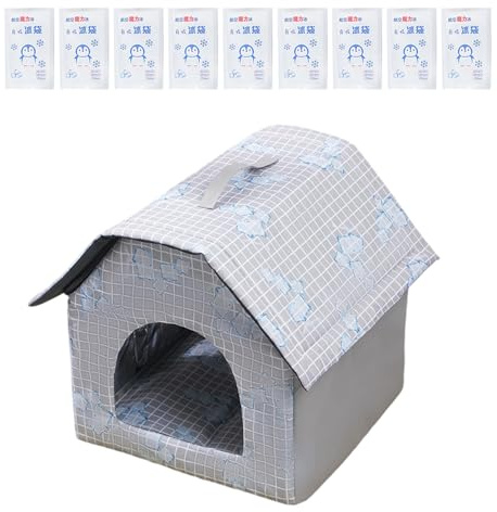 Cooling Dog House, Cat Air Conditioner House, Cooling Outdoor Cat House - Folding Cooler Bed With 9 Ice Packs Waterproof For Four Seasons Pet Shelter Puppy Indoor Floor Small Breed