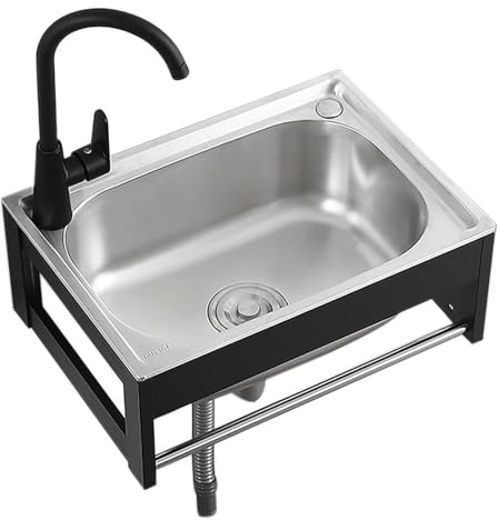 Fregadero De Acero Inoxidable, Lavabo Suspendido, Fregadero Cocina 1 Seno Con Grifo, Lavabo De Baño Pequeño Montado En La Pared, Para Lavar, Lavadero, Jardín, Restaurante Y Bar, Limpieza Fácil(A 38x32