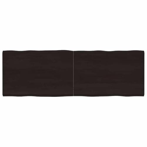 Qnhdfrt Massivholz Tischplatte aus Eiche 180 x 60 cm Dunkelbraun mit Naturkante Robuste Klappbare Arbeitsplatte für Küche Büro und Outdoor