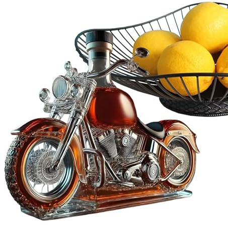 Mxshc Weindekanter,Glas Karaffe Mit Motorrad-Design Belüfter Whisky Flasche | Vintage Deko Flasche Für Wohnzimmer Küche Bar Geschenkidee Für Männer Whisky Wodka Champagner