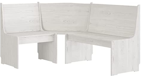 SDWEHBJ Eckbank mit Rückenlehne, Modern Sitzecke Küche, Esszimmerbank für Wohnzimmer, Esszimmer, Feuchtigkeitsbeständig, 151x118.5x85 cm Weiß Massivholz Kiefer