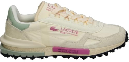 Lacoste Elite Active Zapatillas Running Años 70, Off White Light Khaki, Nailon y Ante, Suela Caucho Texturizado (Sistema Tallas Calzado EU, Adulto, Mujer, Números, Mediano, 36)