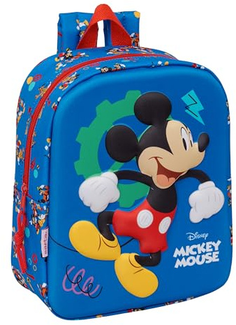 MICKEY MOUSE - Mochila de Guardería 3D, Fácil Limpieza, Ideal para Niños de Diferentes Edades, Cómoda y Versátil, Calidad y Resistencia, 22x10x27 cm