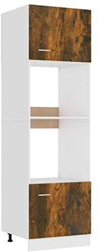 Generisch Mikrowellenumbauschrank Lyon Räuchereiche 60x57x207 cm Holzwerkstoff,52.5 kg-815603