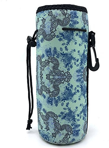 ALEIFLE Borsa porta bottiglia d'acqua, isolata, in neoprene, per palestra, viaggi, custodia protettiva da 0,6 l o 0,75 l, ideale per bottiglie in acciaio inossidabile e plastica (blu)